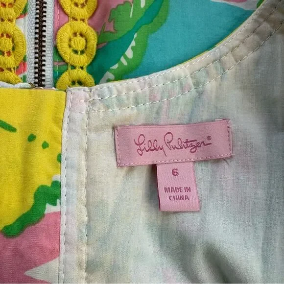 LILY PULITZER Delia Floral Shift Dress in Shorely Big Blue Flirt Size 6 - Picture 5 of 16